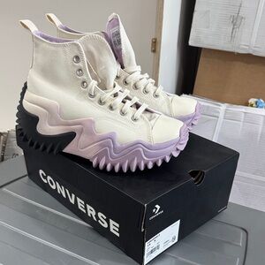 Converse Women's Cream and Lavender High-Top Sneakers
